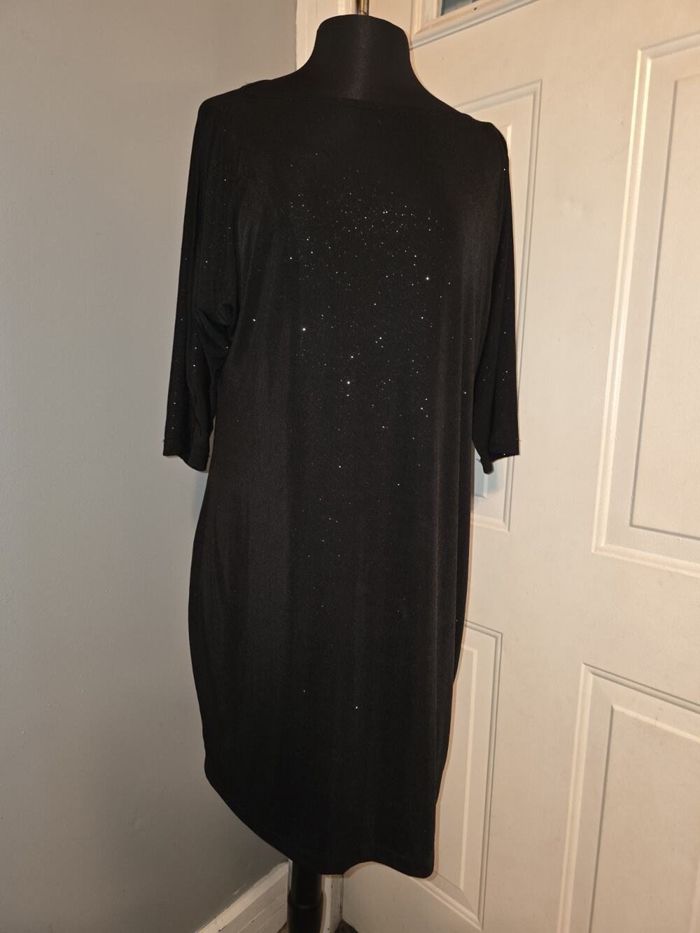 Vtg 90s Ronni Nicole Sparkly Dress Women’s Long Sleeve Black Silver Party 16W